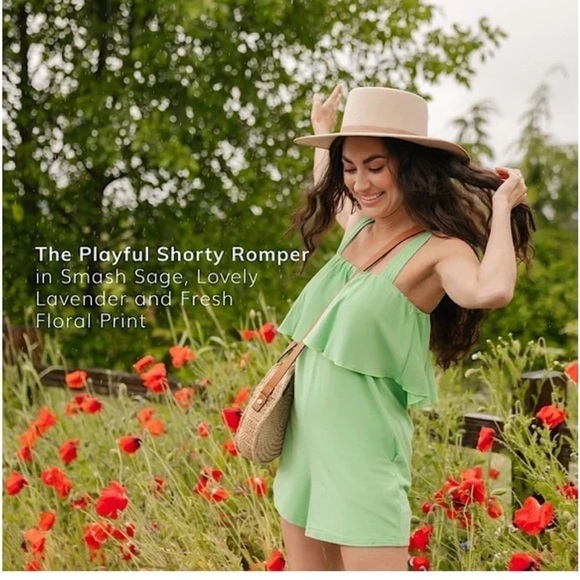 NWT Smash + Tess The Playful Shorty Romper in Smash Sage - Picture 2 of 11